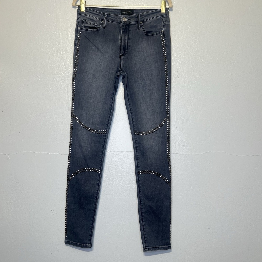 Vtg 90s Black Orchid Jude Mid Rise Skinny Jeans Studded Bite The Bullet Sz 28‎